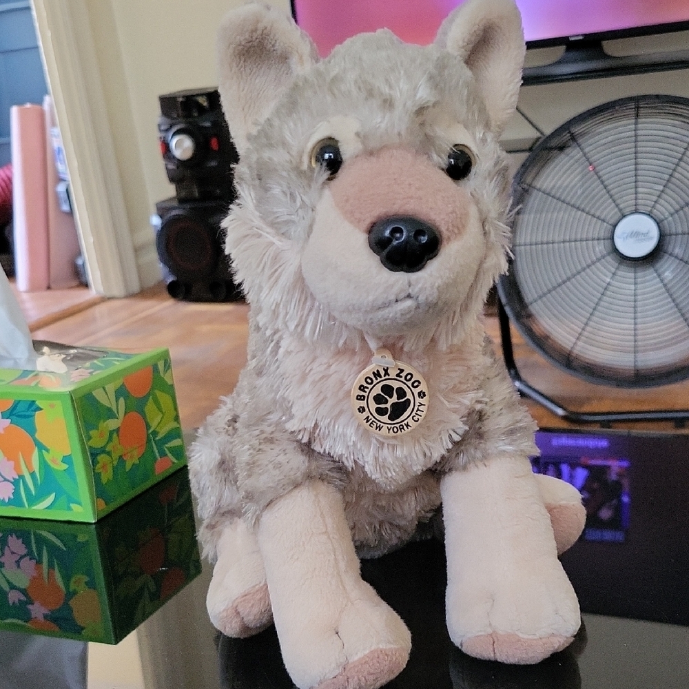 Bronx Gray and Cream Plush Dog Toy with Floppy Ears